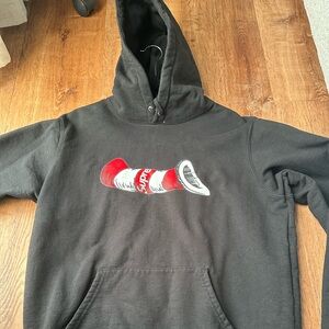 Supreme Black Heavyweight Hoodie – Cat in the Hat Graphic